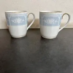 Noritake 青と白 花柄 マグカップ 2個セット