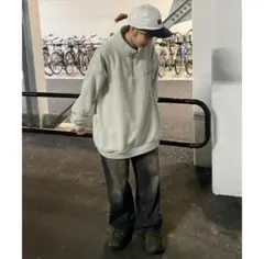 スウェット ハーフジップフリースプルオーバー