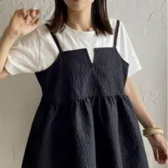 ふくれジャガードぺプラムキャミソール