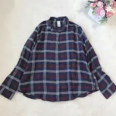3698 LBC 長袖チェック柄シャツ トップス シンプル カジュアルのサムネイル