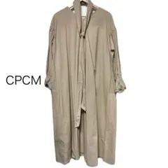 CPCM ワンピース　袖フリル　ベージュ　リボン付き