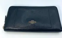 COACH コーチ 長財布 ブラック 黒 ラウンドファスナー レザー 財布