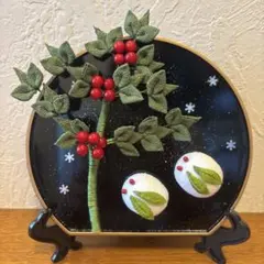 つまみ細工＊ちりめん細工＊冬＊お正月＊南天と雪うさぎ①