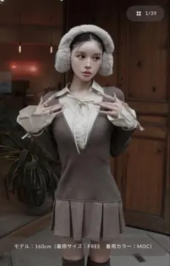 Darich シャツドッキングプリーツミニワンピース FL