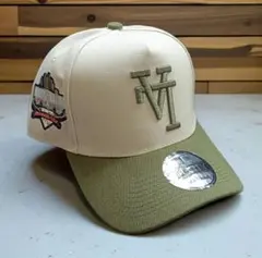 数量限定 逆ロゴLA 9FORTY ベージュ×オリーブ スナップバック