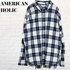アメリカンホリック　綿100% チェックシャツ　オーバーサイズ 長袖　Lサイズ