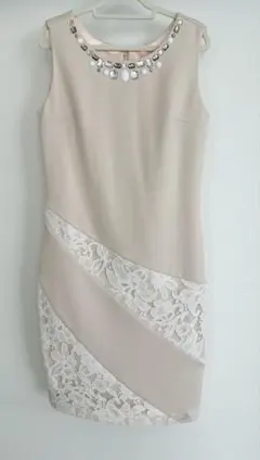 Ready エンブロイダリー　レース　ノースリーブ　ワンピース　ベージュ　M