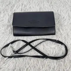 VANS お財布ショルダーバッグ 黒 ウォレットポシェット ロゴ型押し