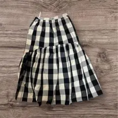 ティアードスカート　ギンガムチェック　ブラック　Lサイズ