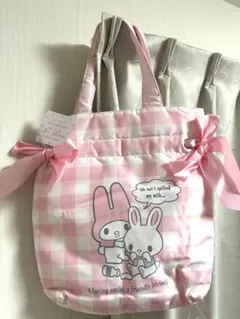 マイメロディ 巾着トートバッグ ピンク ギンガムチェック