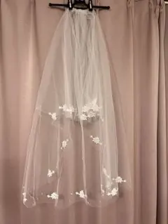 ウェディングベール 花柄刺繍パール付き