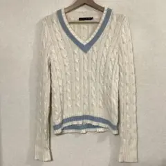 Ralph Lauren ケーブル編みコットンニット　アイボリー　K-381