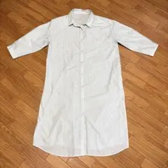 CINEMA CLUB ストライプ ロングシャツワンピース　グリーン