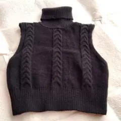 SHEIN 黒 ニットベスト L タートルネック