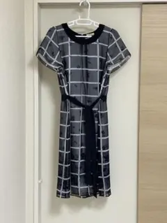 Aylesburyワンピース 紺 チェック 花柄 アリスバーリー