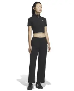 adidasロングパンツトレーニングパンツ　リブパンツ Mブラック JX3848のサムネイル