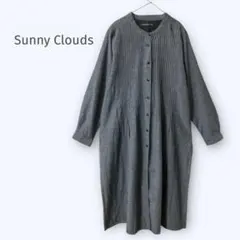 サニークラウズ 切り込みピンタック 綿麻 シャンブレー シャツワンピース 長袖