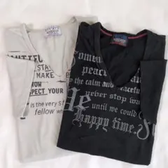 NICOLE CLUB VネックTシャツ グレーXLサイズ、黒Lサイズ