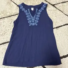 GAP ネイビー 刺繍 ノースリーブ S