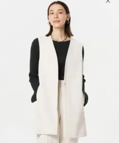 【美品】PLST ハイストレッチトリコットノーカラーミドルジレ　卒業式入学式　M