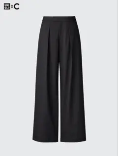 UNIQLO C タックワイドパンツ グレー ストライプ　スラックス