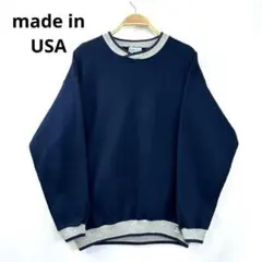 90s USA製 ツートン 無地 スウェット トレーナー プルオーバー S59
