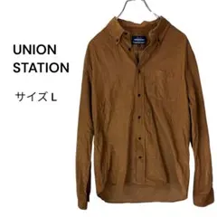 UNION STATION 長袖コーデュロイシャツ ブラウン L 大人カジュアル