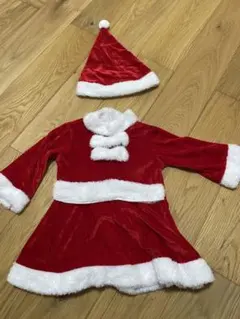 サンタコスチューム 赤 ベルベット 帽子付き