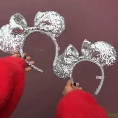 ディズニー スパンコール ミニーカチューシャ