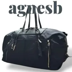 アニエスベー ボストンバッグ　旅行　出張　ビジネス ブラック ロゴ刺繍　大容量 アニエスベー ボストンバッグ 旅行 出張 ビジネス ブラック ロゴ