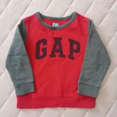 【美品】GAP　ギャップキッズ　裏起毛　トレーナー　プリントロゴ　赤　100