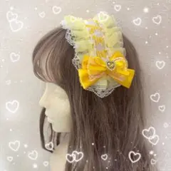 【ハンドメイド】リボンヘッドドレス イエロー