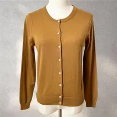 【ロペ】M/カーディガン/キャメル/大人ガーリー/パールボタン/着痩せ/長袖