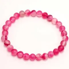ガラス ビーズ ブレスレット チェリークオーツ調 ピンク J46