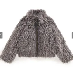 GRL シャギーファーブルゾン　グレージュ　qu103 ファージャケット