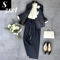 新品有 グリーンレーベル セレモニー3点 S ネイビー ママスーツ 卒入学 通勤