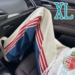 トラックパンツ ネイビー ストライプ ジャージ パンツ XL ダンス　バイカラー