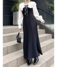 アンミール AnMILLE ヨークレースニット OP BK ワンピース ブラック