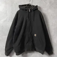 カーハート 裏ボア ジップ パーカー フルジップ 黒 L Carhartt