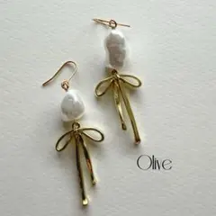 リボンピアス♡ハンドメイド
