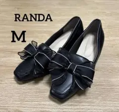 ランダ　RANDA ローファー　リボン　取り外し　黒　ブラック　M
