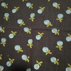 刺繍生地 はぎれ ブラウン 花柄