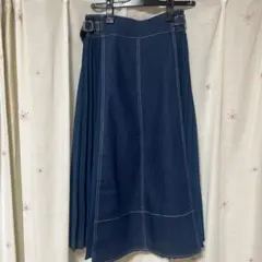 デニムプリーツスカート ベルト付き