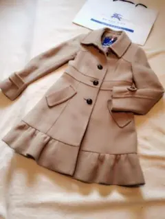 バーバリーブルーレーベル　美シルエット　フリル　ロングコート　ベージュ