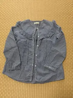 ザラキッズ　ストライプシャツ　フリルシャツ　長袖