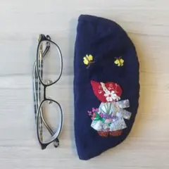 ★ハンドメイド パッチワーク♡メガネケース♡メガネ入れ♡スーちゃん♡ネイビー★