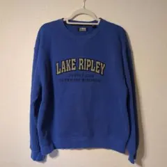 古着 LAKE RIPLEY 刺繍ロゴ スウェット ブルー カレッジ系 ゆるだぼのサムネイル