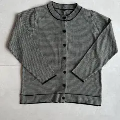美品 ボーダー ニットカーディガン L クルーネック