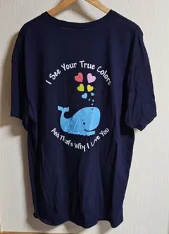 クジラ メッセージ Tシャツ 2XL相当 紺のサムネイル