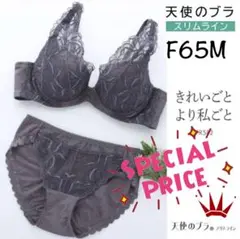 F65M 天使のブラ スリムライン582 ブラ＆ショーツ チャコールグレー